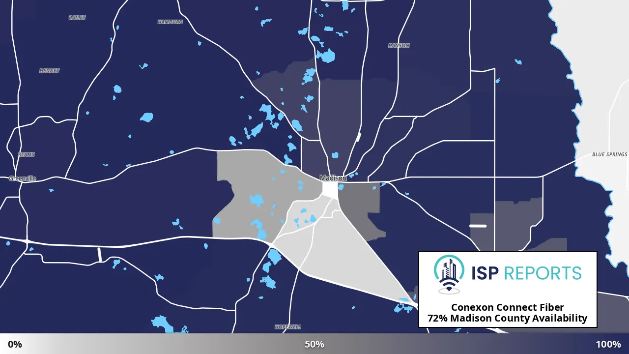 Madison County, FL map of internet availability