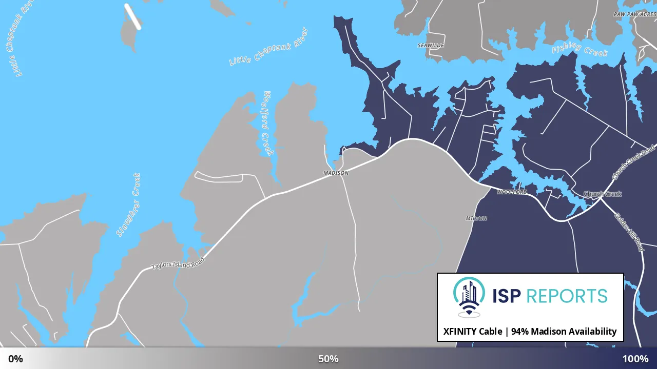 Madison, MD map of internet availability