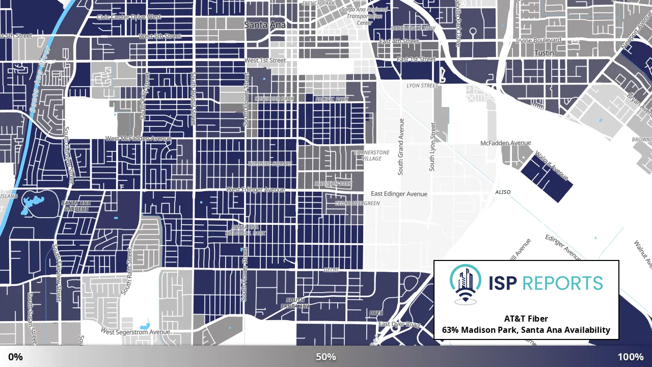 Madison Park, Santa Ana, CA map of internet availability
