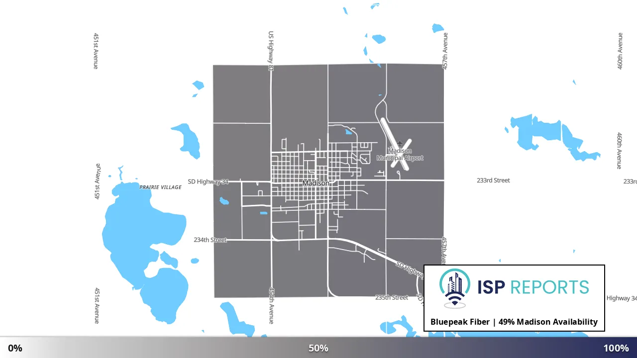 Madison, SD map of internet availability