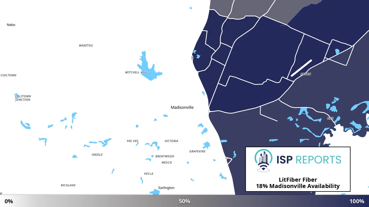 Madisonville, KY map of internet availability