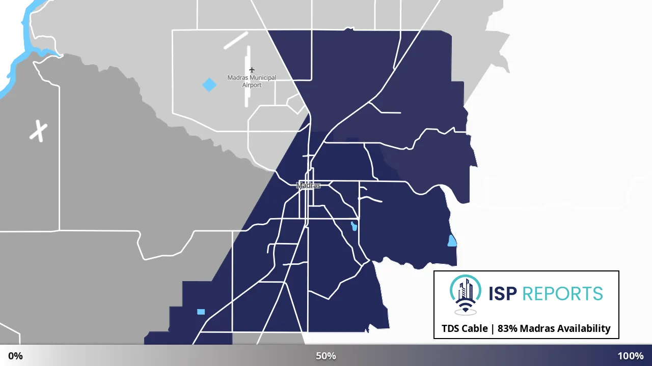 Madras, OR map of internet availability