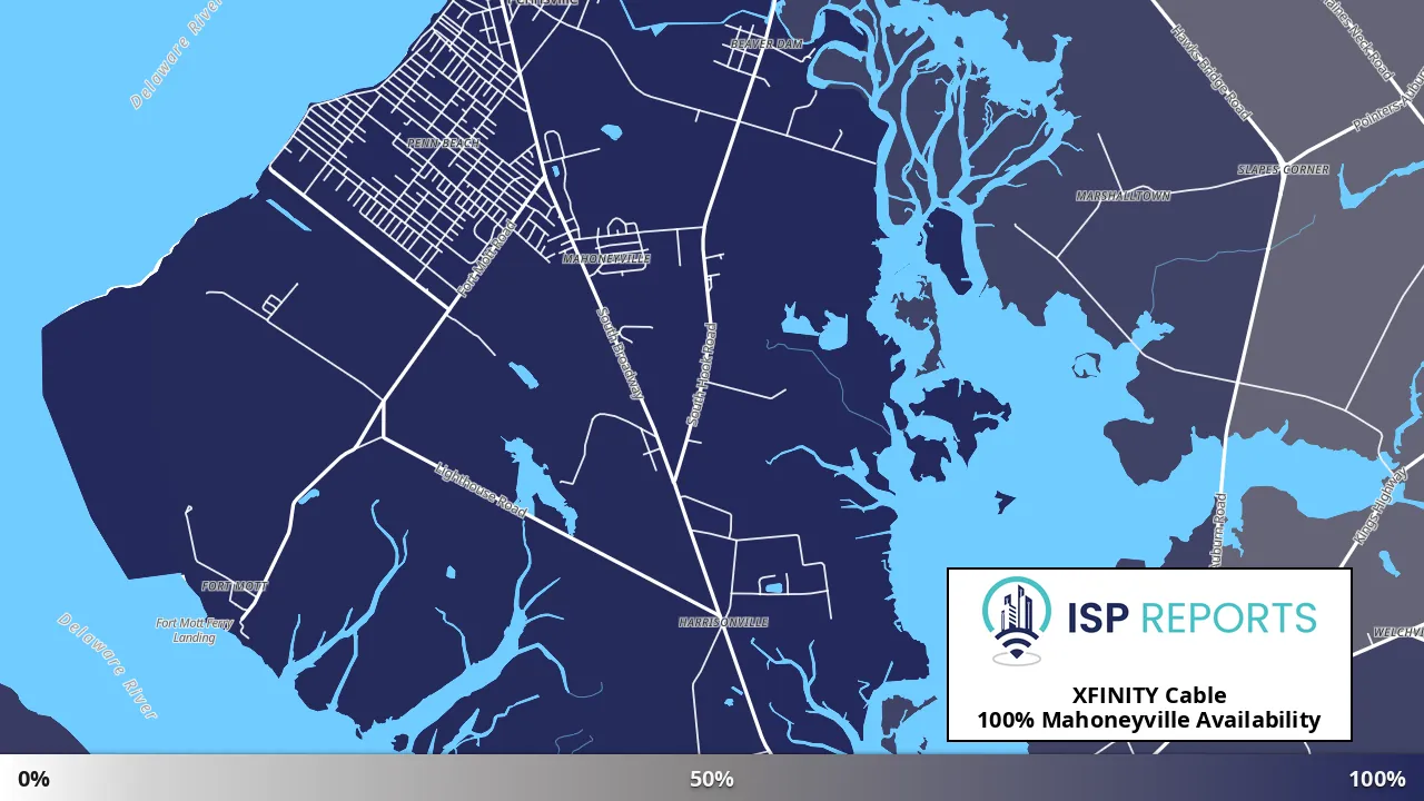 Mahoneyville, NJ map of internet availability