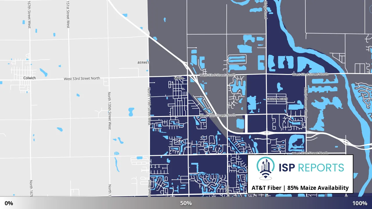 Maize, KS map of internet availability