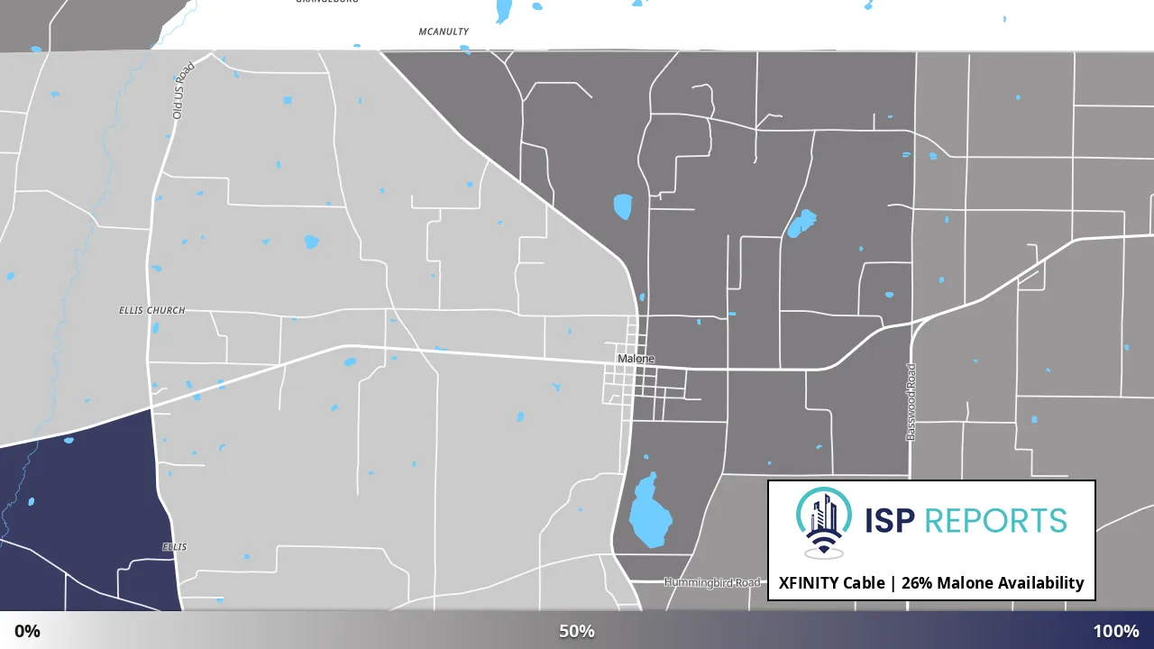 Malone, FL map of internet availability