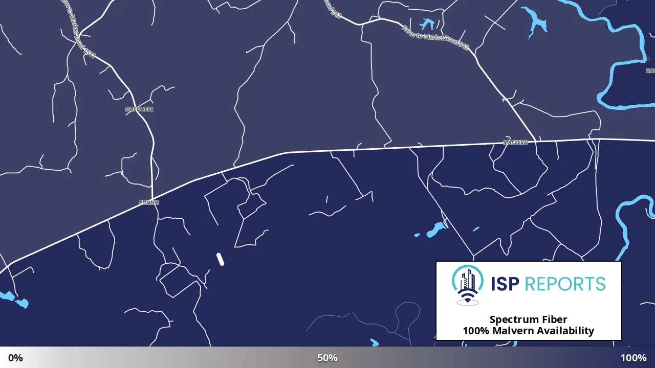 Malvern, TX map of internet availability