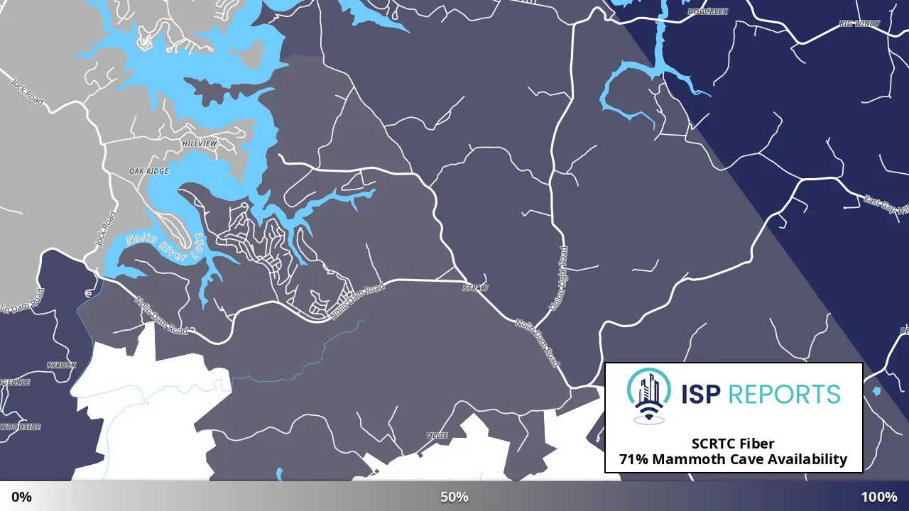 Mammoth Cave, KY map of internet availability