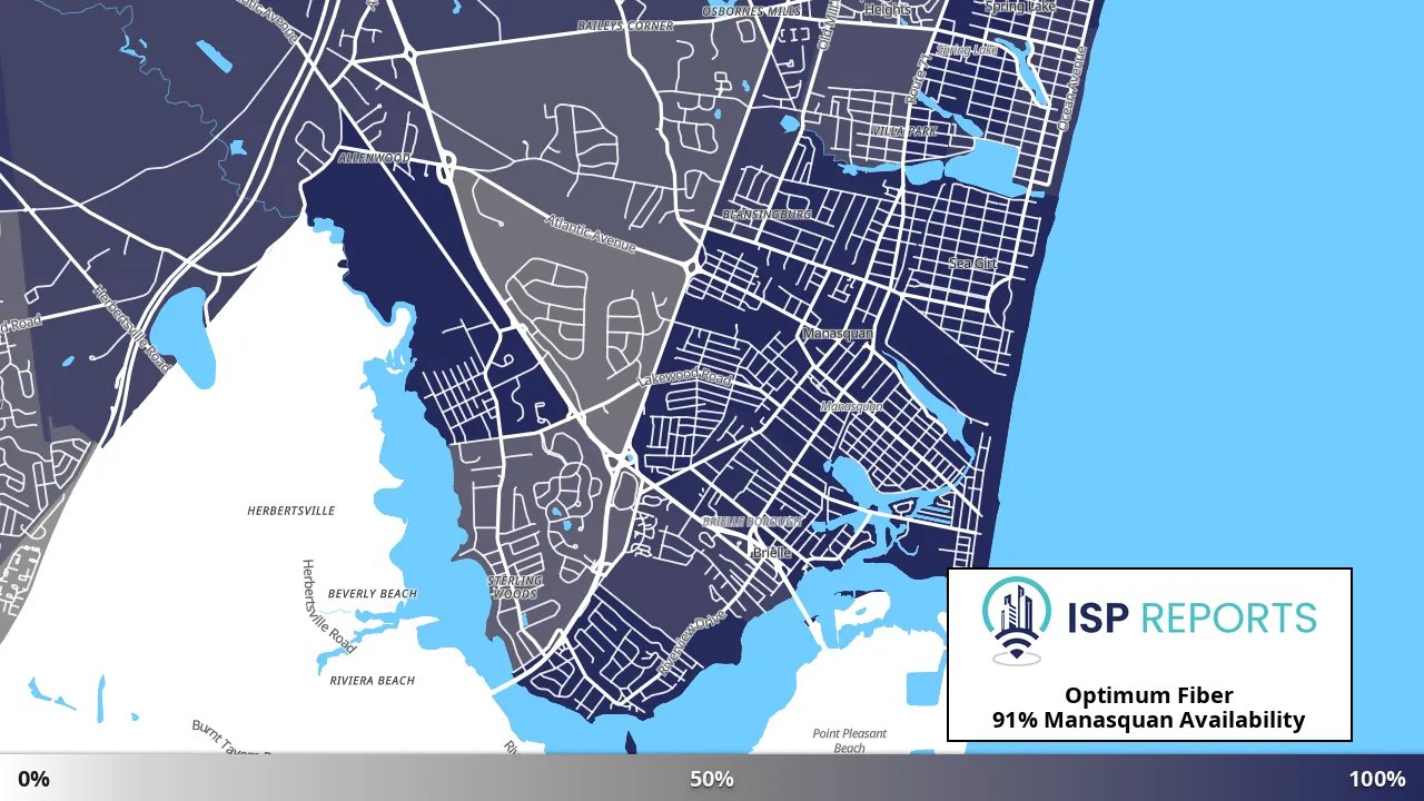 Manasquan, NJ map of internet availability