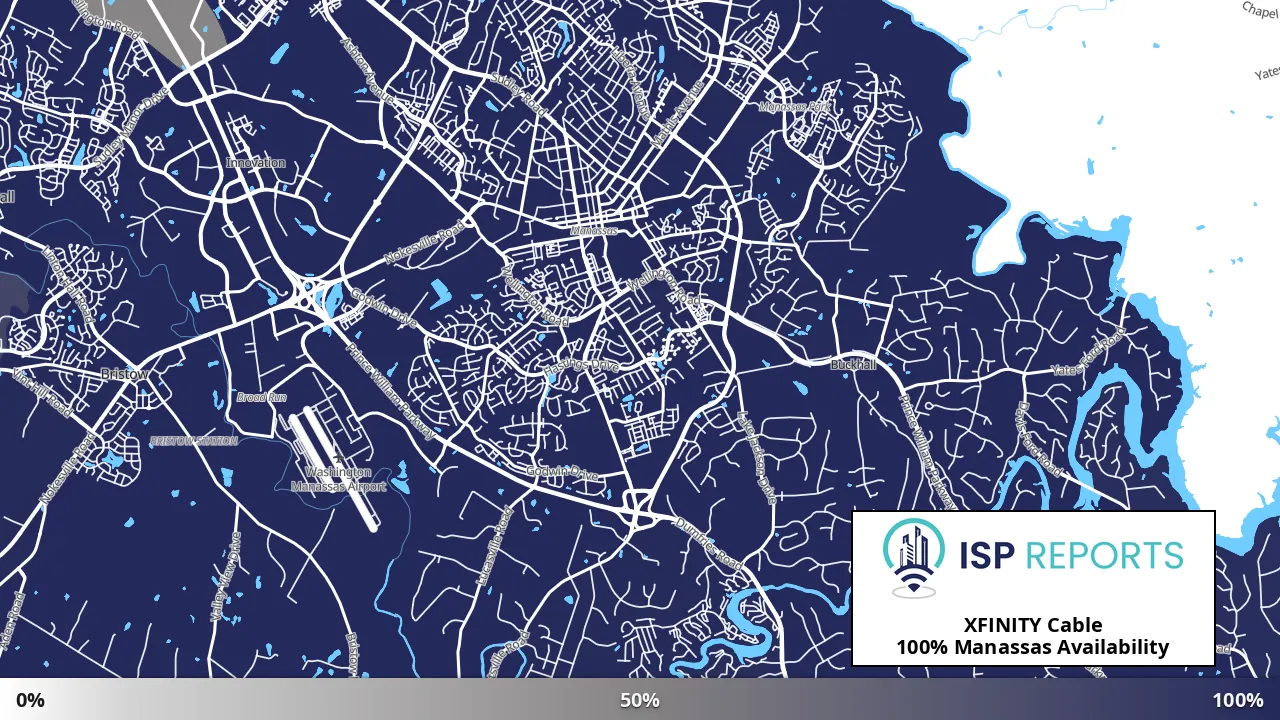 Manassas, VA map of internet availability