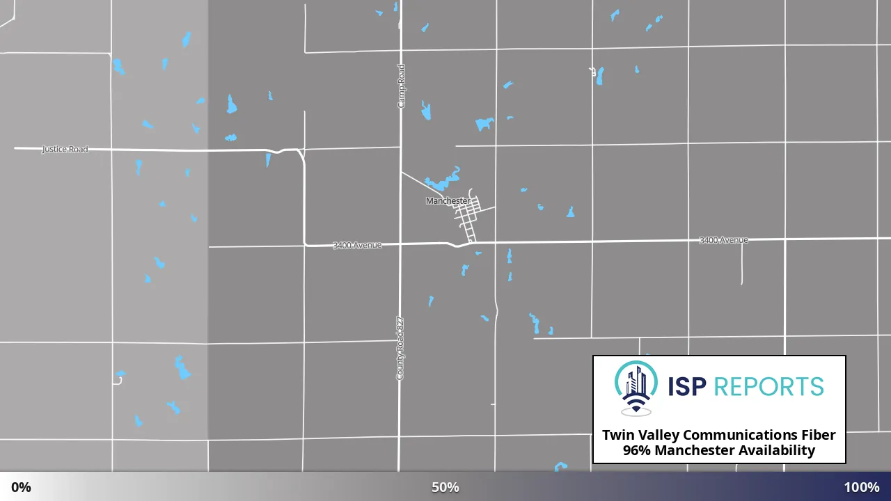 Manchester, KS map of internet availability