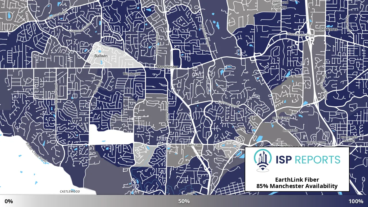 Manchester, MO map of internet availability