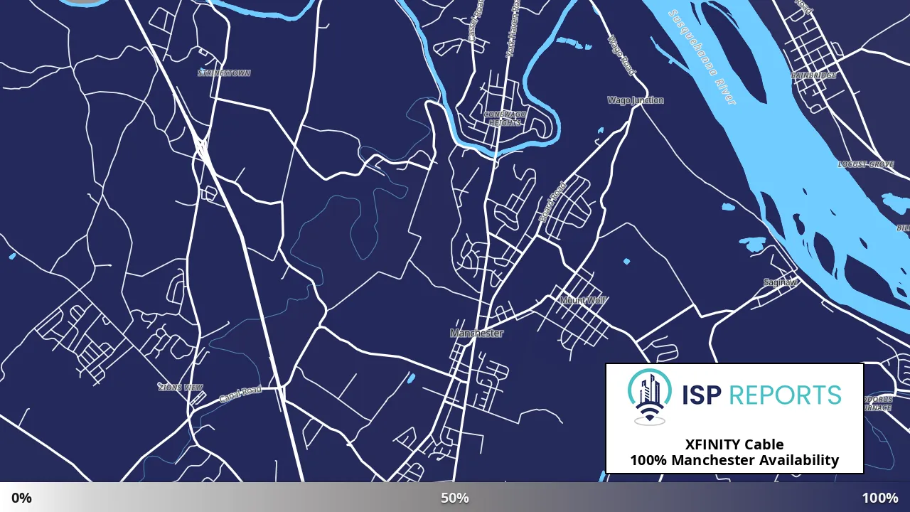 Manchester, PA map of internet availability