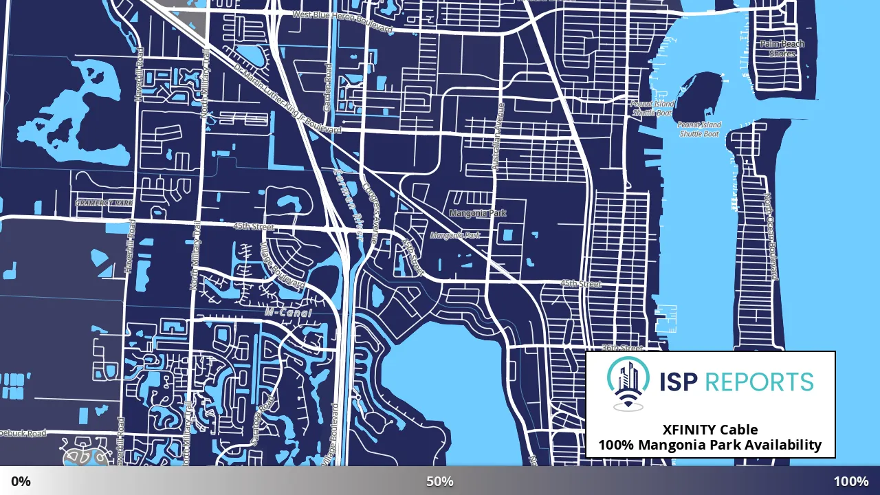 Mangonia Park, FL map of internet availability