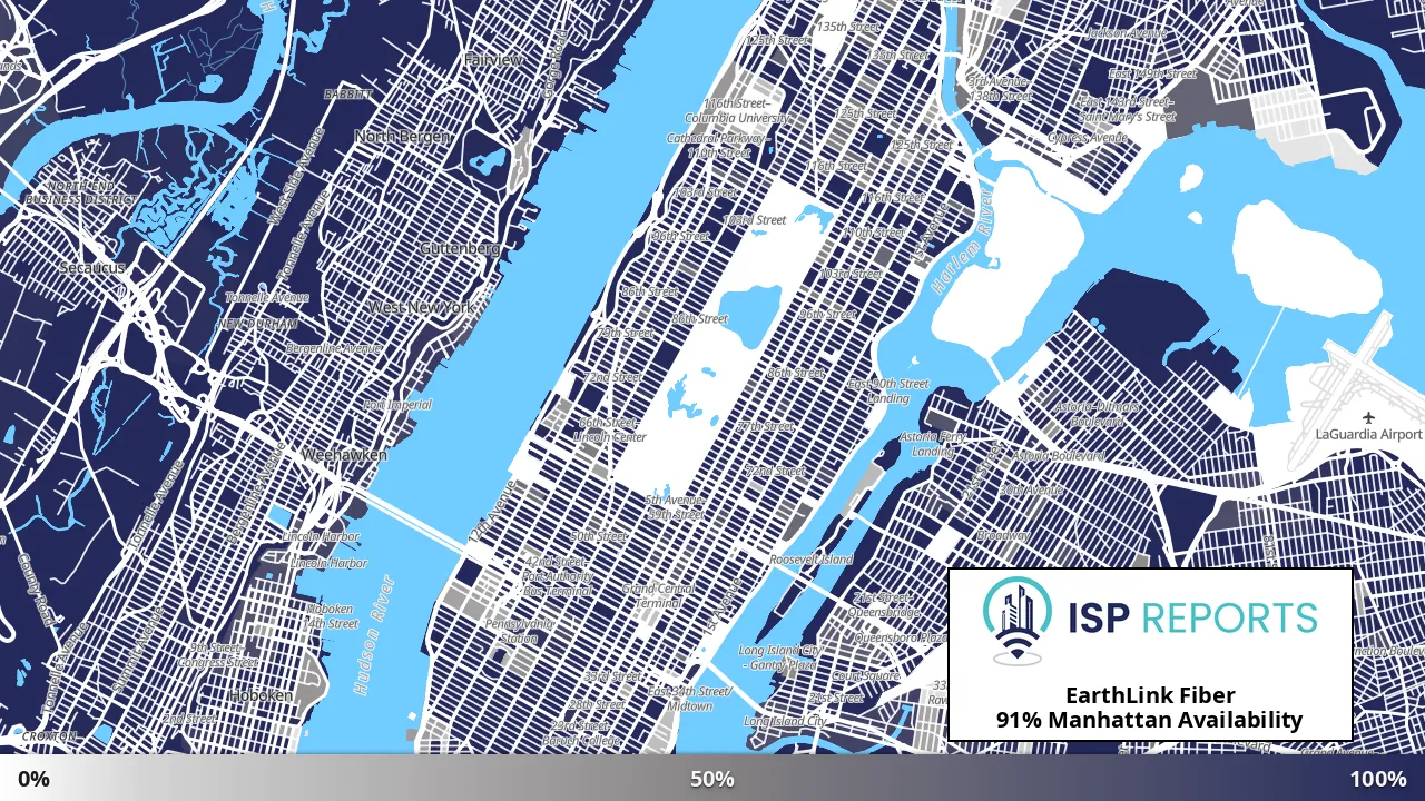 Manhattan, NY map of internet availability