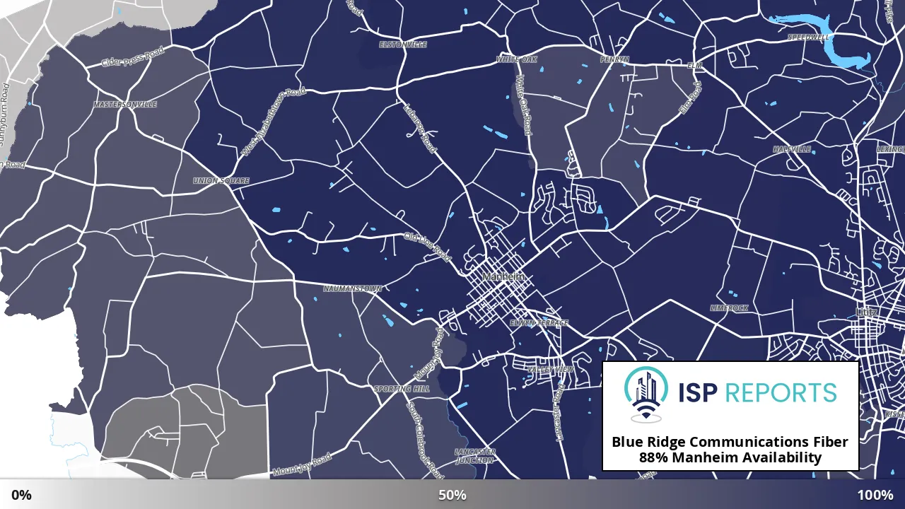 Manheim, PA map of internet availability