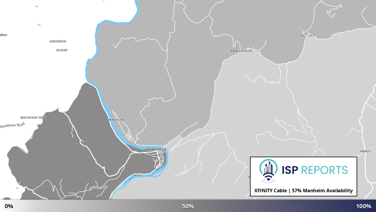 Manheim, WV map of internet availability
