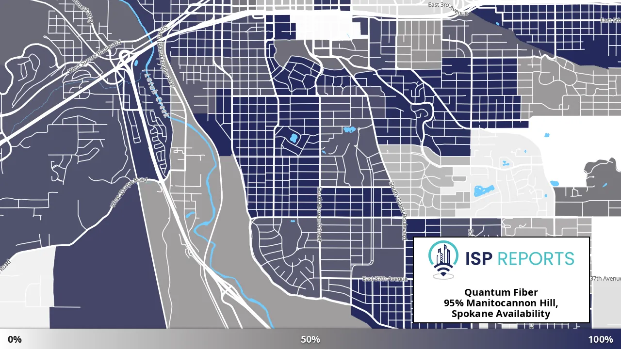 Manitocannon Hill, Spokane, WA map of internet availability