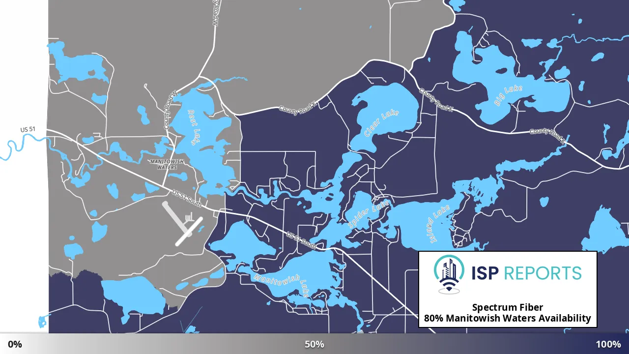 Manitowish Waters, WI map of internet availability