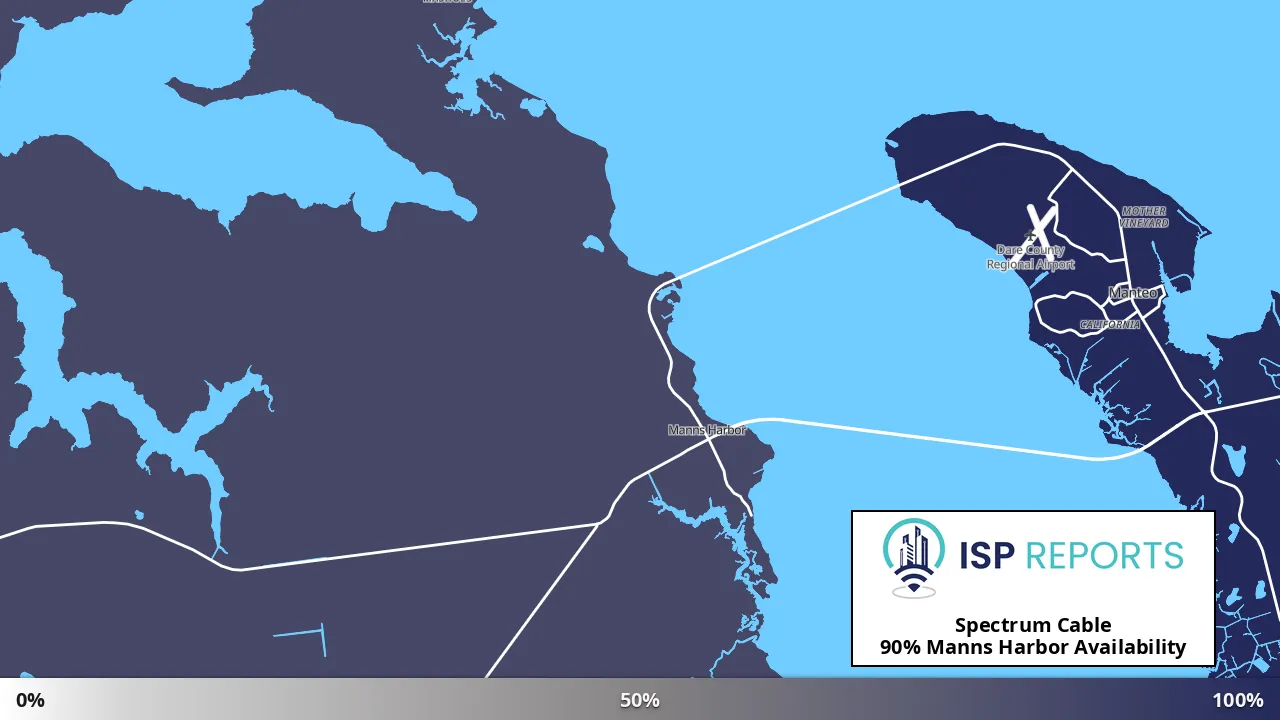 Manns Harbor, NC map of internet availability