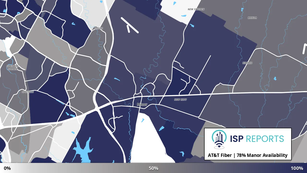 Manor, TX map of internet availability