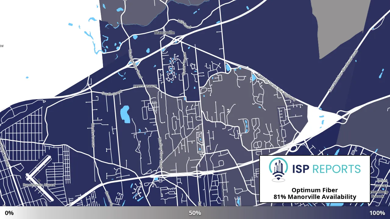 Manorville, NY map of internet availability