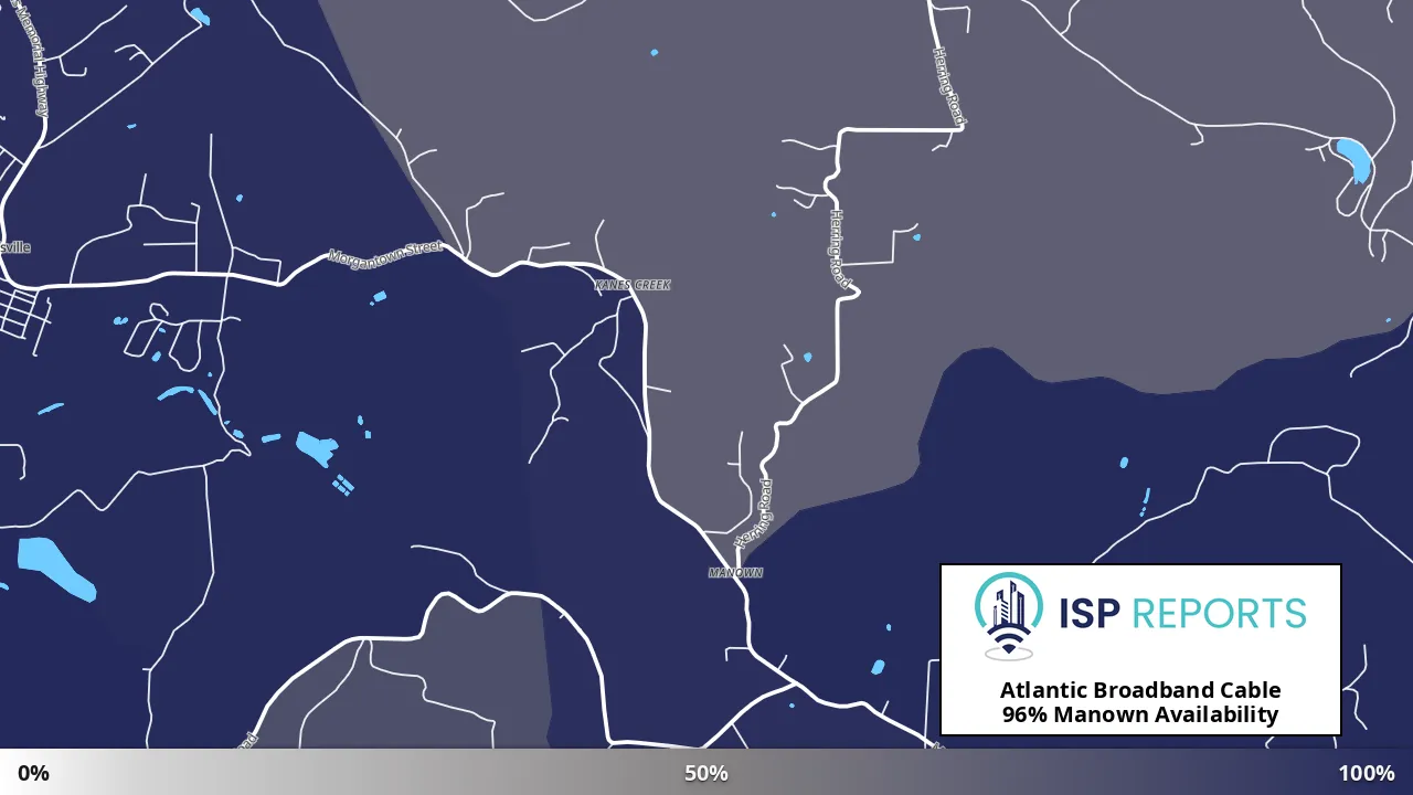 Manown, WV map of internet availability
