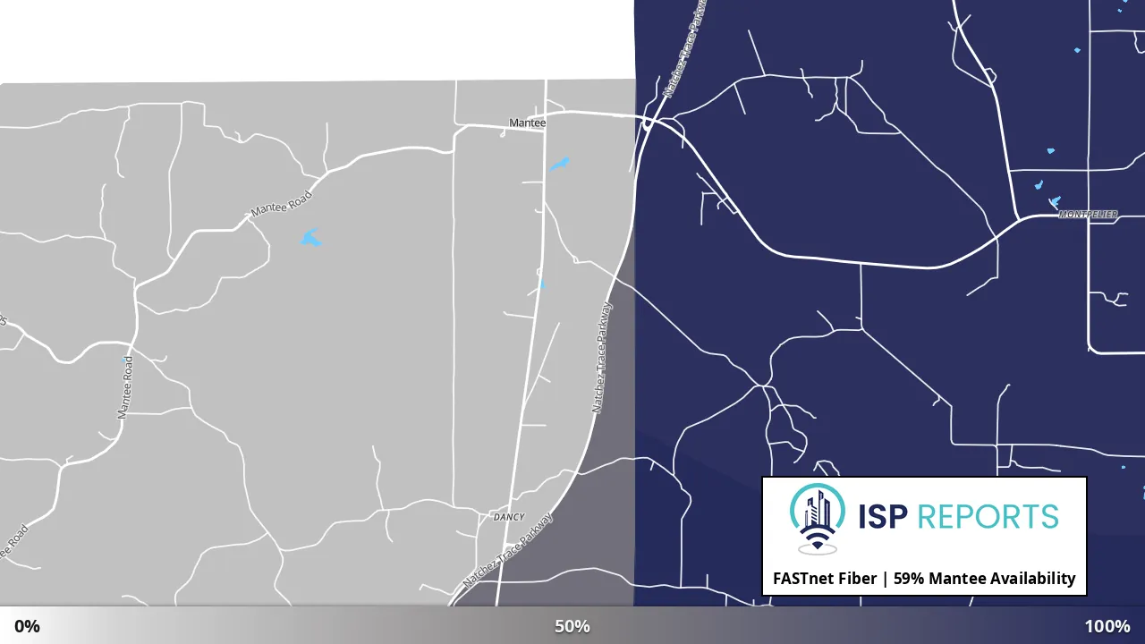 Mantee, MS map of internet availability