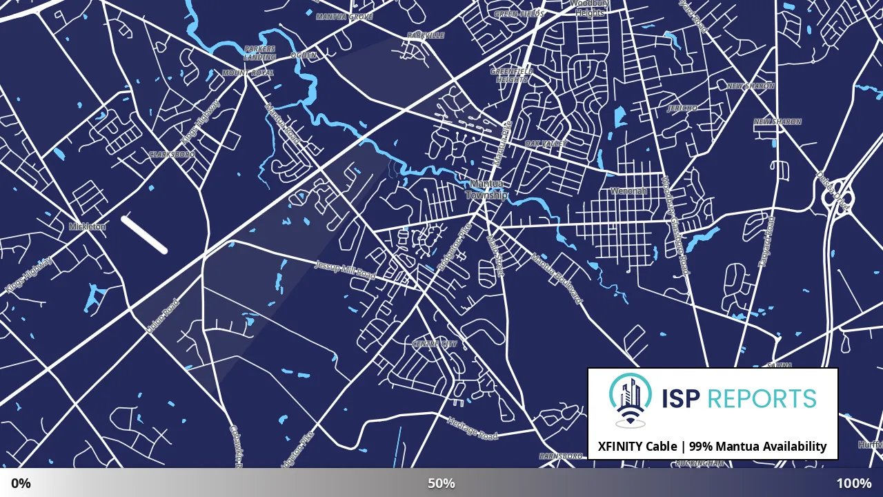 Mantua, NJ map of internet availability