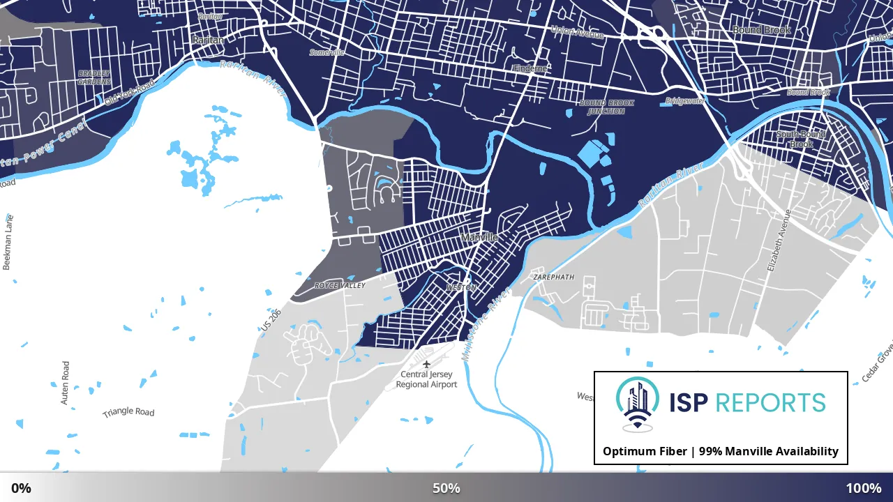 Manville, NJ map of internet availability