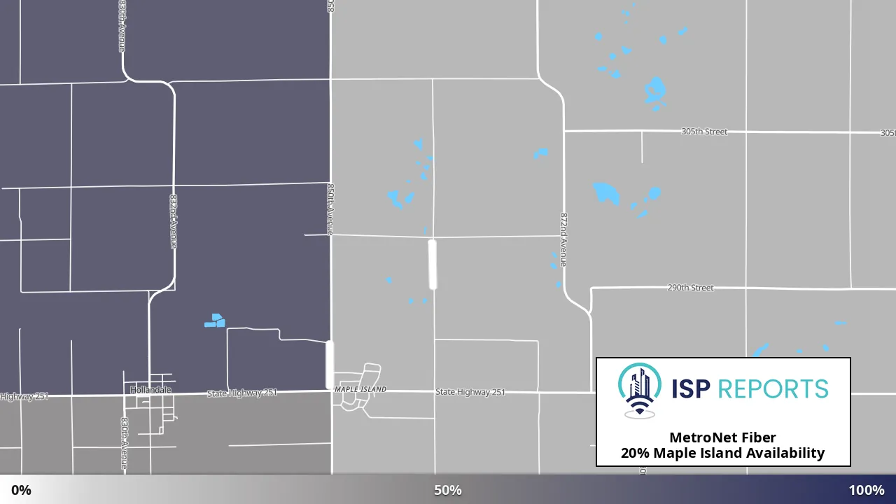 Maple Island, MN map of internet availability