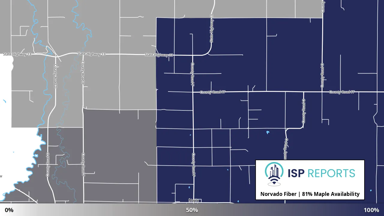 Maple, WI map of internet availability