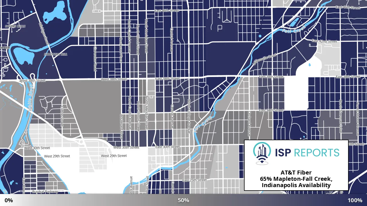 Mapleton-Fall Creek, Indianapolis, IN map of internet availability