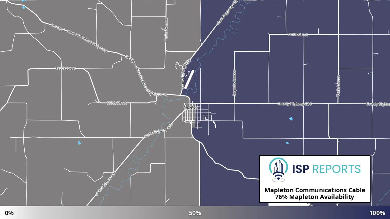 Mapleton, IA map of internet availability