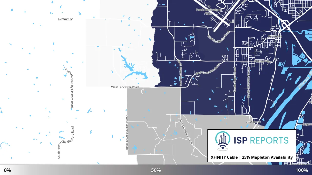 Mapleton, IL map of internet availability