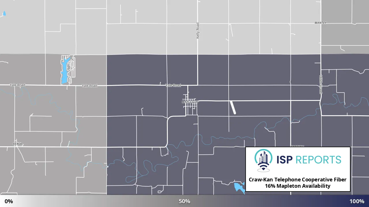 Mapleton, KS map of internet availability