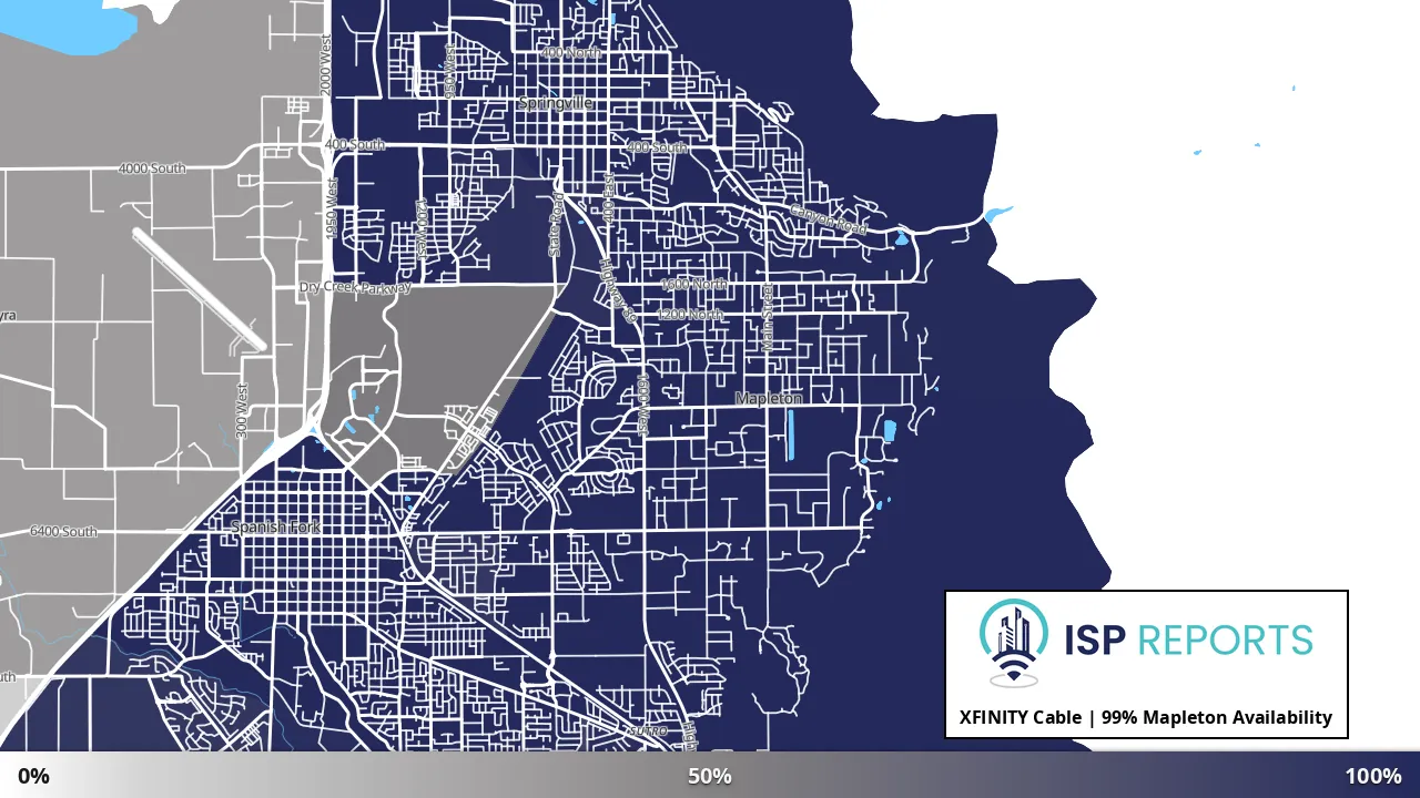 Mapleton, UT map of internet availability