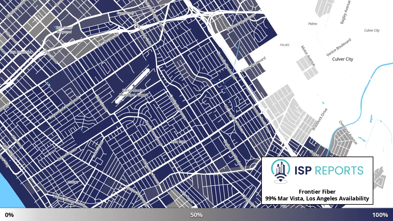 Mar Vista, Los Angeles, CA map of internet availability