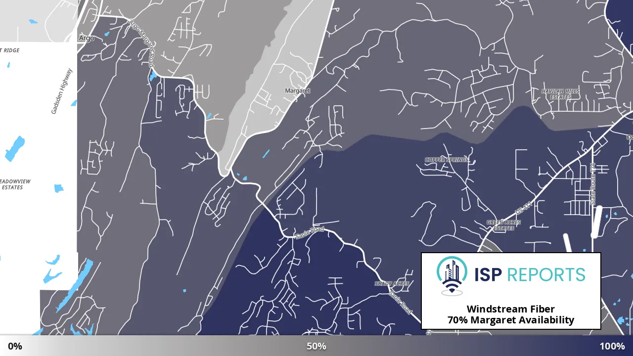 Margaret, AL map of internet availability