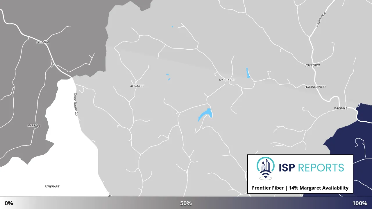 Margaret, WV map of internet availability