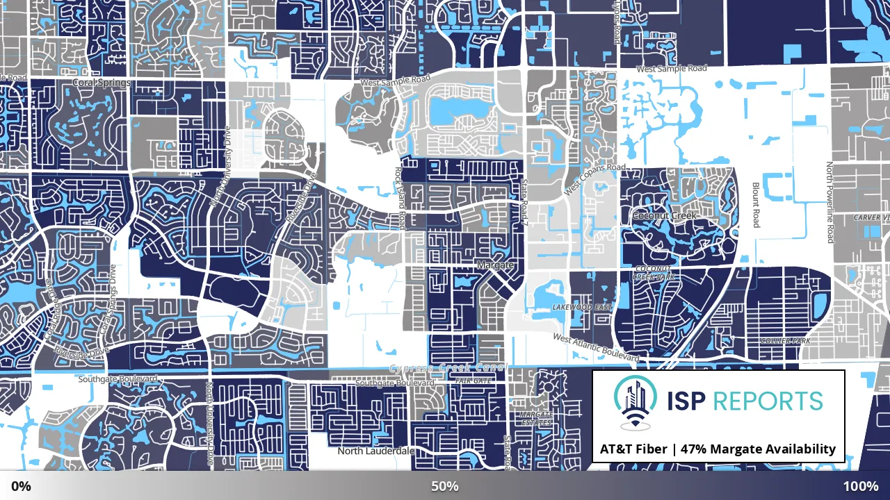 Margate, FL map of internet availability