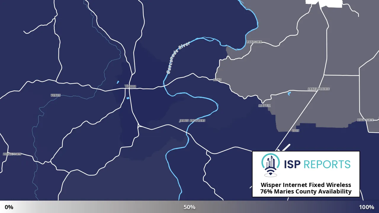 Maries County, MO map of internet availability