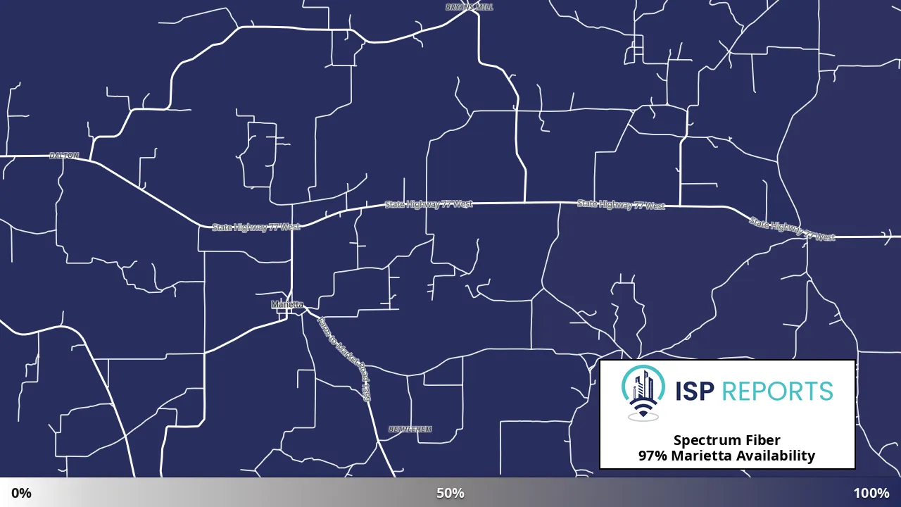 Marietta, TX map of internet availability