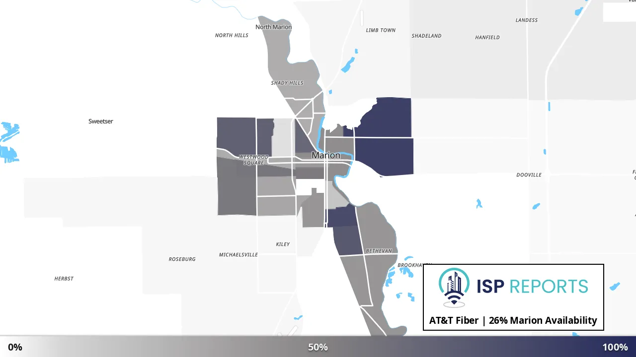 Marion, IN map of internet availability