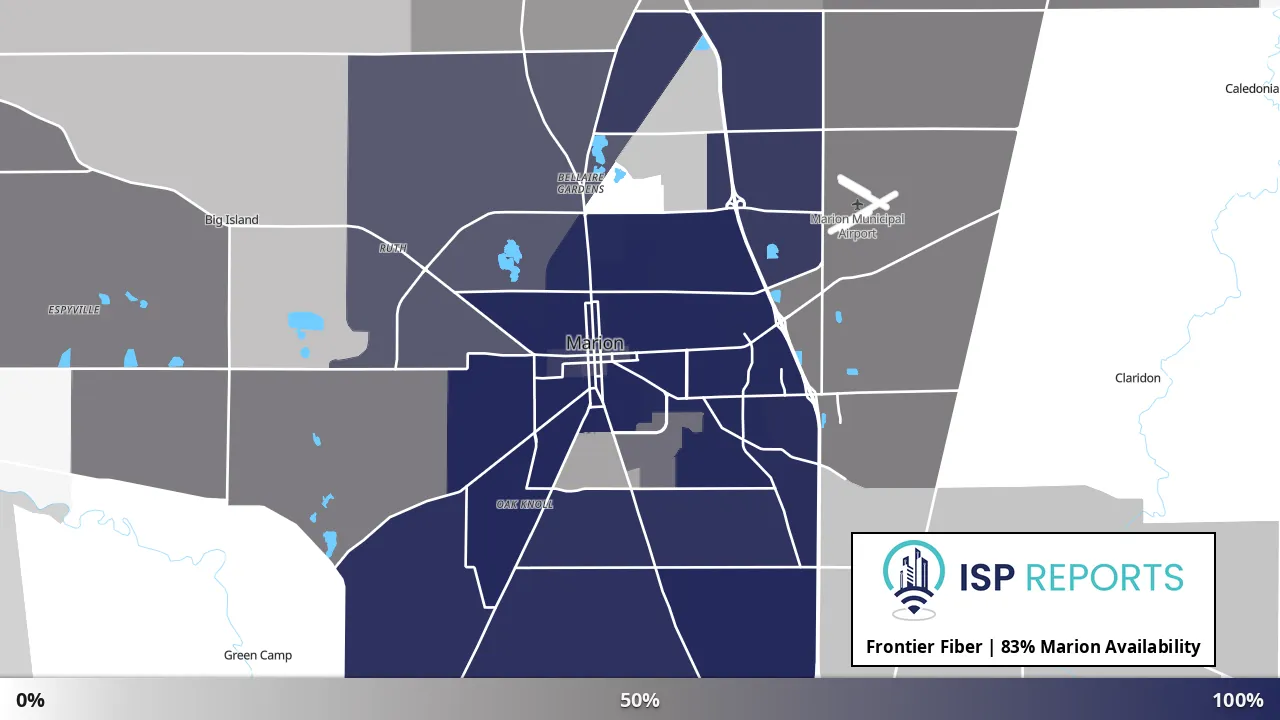 Marion, OH map of internet availability