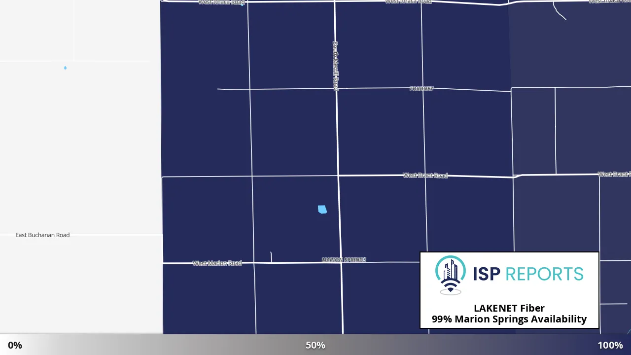 Marion Springs, MI map of internet availability