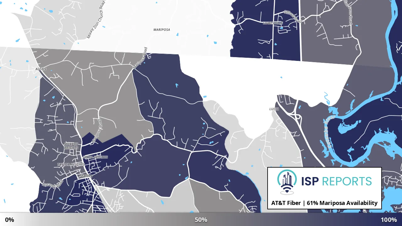Mariposa, NC map of internet availability
