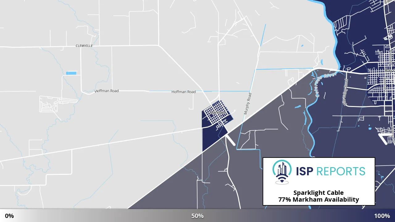 Markham, TX map of internet availability