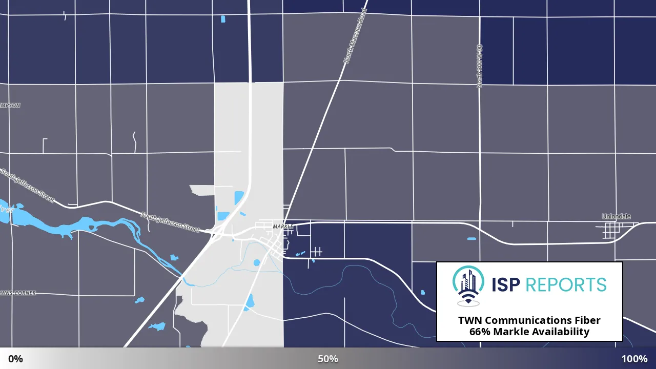 Markle, IN map of internet availability