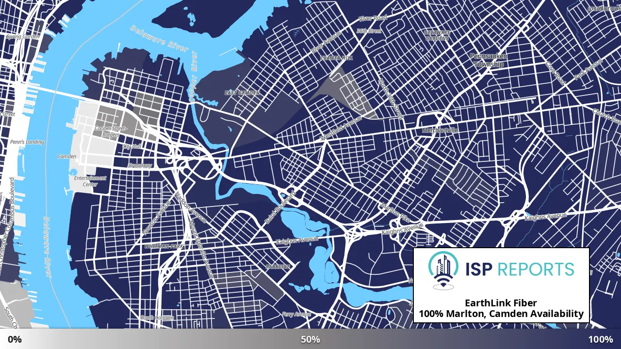 Marlton, Camden, NJ map of internet availability