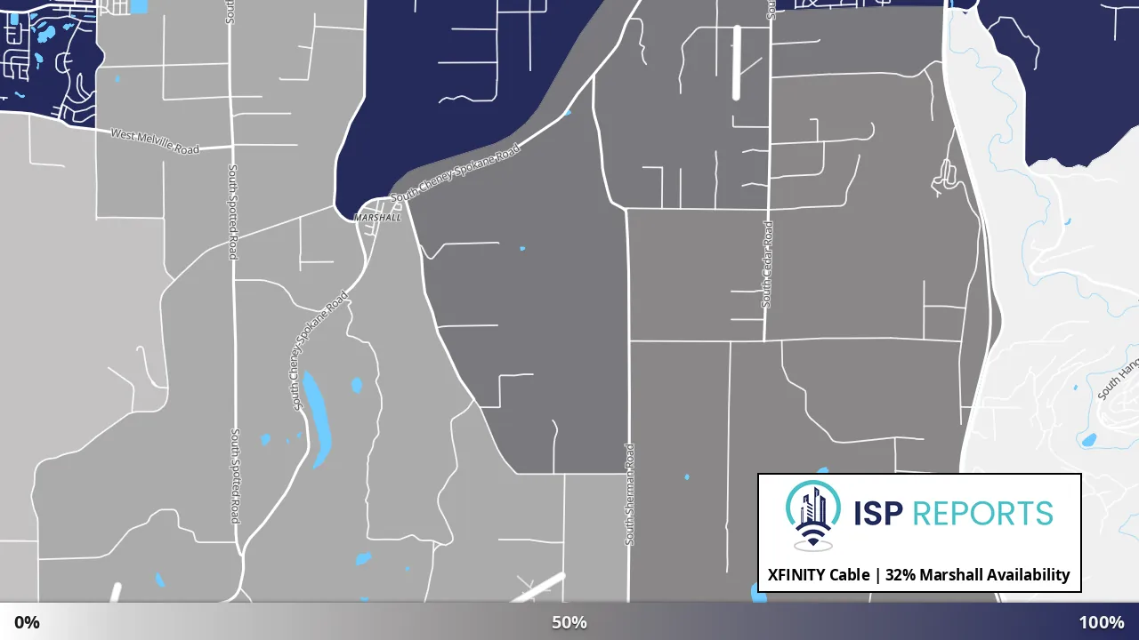 Marshall, WA map of internet availability